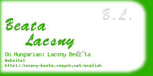 beata lacsny business card